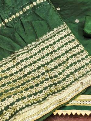 floral embroidered sequinned unstitched dress material 5