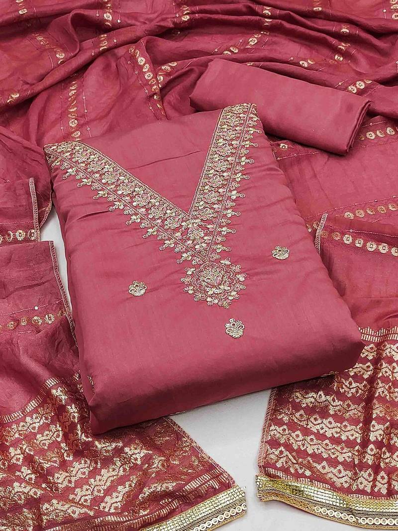 Embroidered Unstitched Dress Material