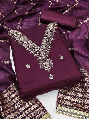 embroidered unstitched dress material 1