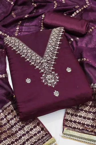 Embroidered Unstitched Dress Material
