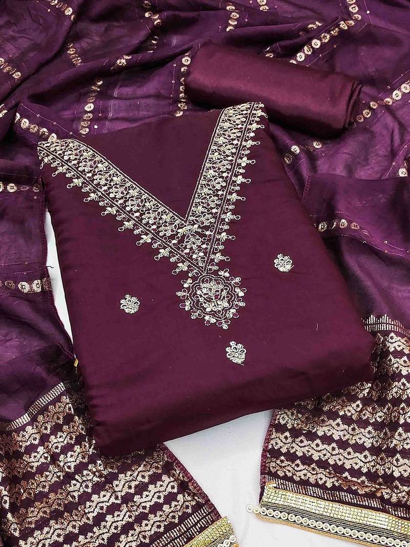 Embroidered Unstitched Dress Material