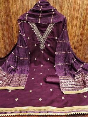 embroidered unstitched dress material 2