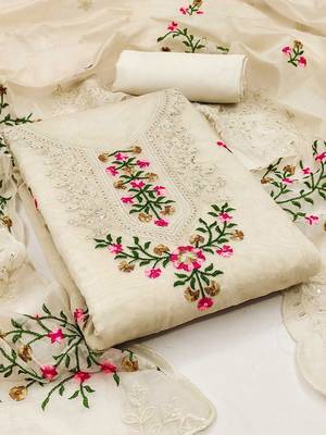 embroidered art silk unstitched dress material 1