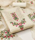 embroidered art silk unstitched dress material