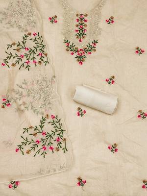 embroidered art silk unstitched dress material 4
