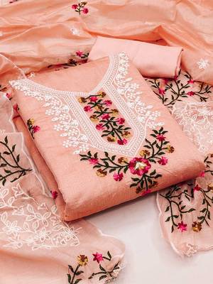 embroidered art silk unstitched dress material 1