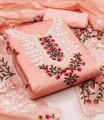 embroidered art silk unstitched dress material