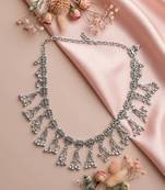 Spiritual lotus design silver color oxidised necklace created for divine occasions