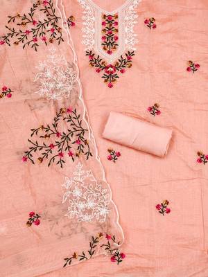 embroidered art silk unstitched dress material 4