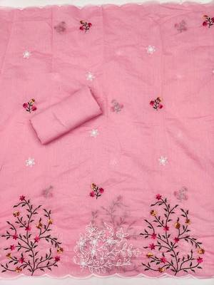 embroidered art silk unstitched dress material 3