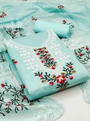 embroidered art silk unstitched dress material 1