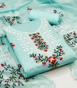 embroidered art silk unstitched dress material