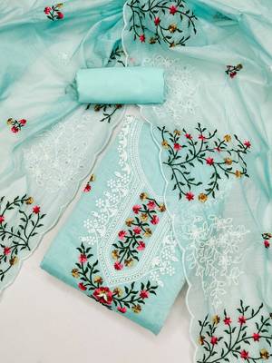 embroidered art silk unstitched dress material 2