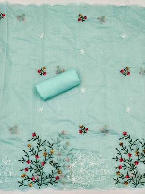 embroidered art silk unstitched dress material 3