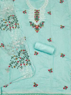 embroidered art silk unstitched dress material 4