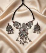 Vibrant festive multi color oxidised necklace set tailored for sangeet night parties