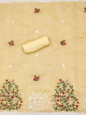 embroidered art silk unstitched dress material 3