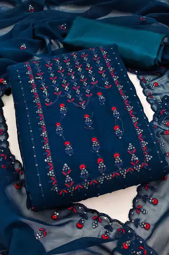 Floral Embroidered Unstitched Dress Material