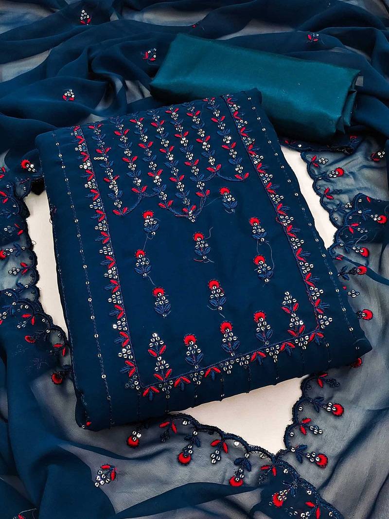 Floral Embroidered Unstitched Dress Material