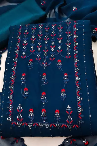 Floral Embroidered Unstitched Dress Material