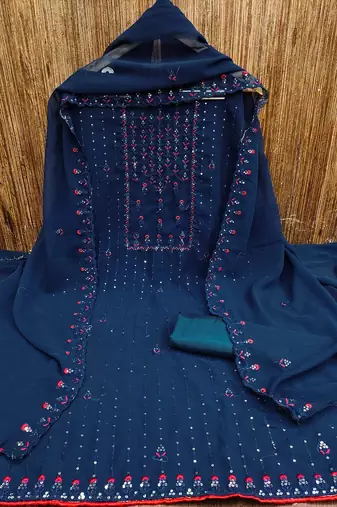 Floral Embroidered Unstitched Dress Material