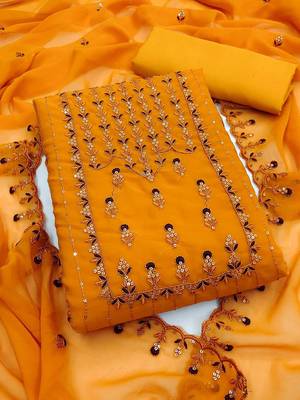 floral embroidered unstitched dress material 1