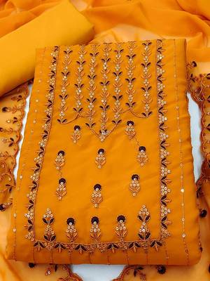 floral embroidered unstitched dress material 2