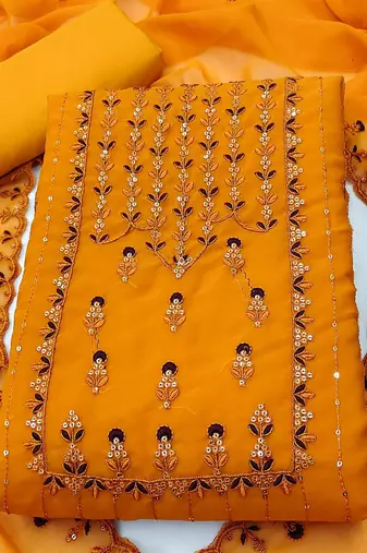 Floral Embroidered Unstitched Dress Material