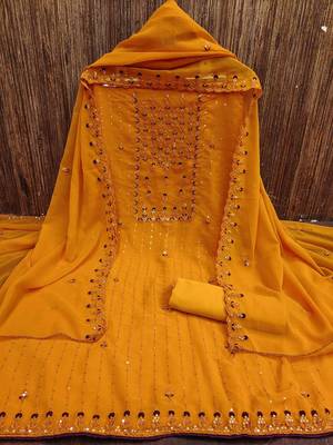 floral embroidered unstitched dress material 4