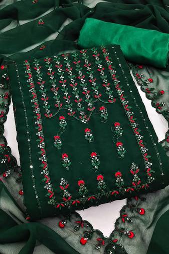 floral embroidered unstitched dress material