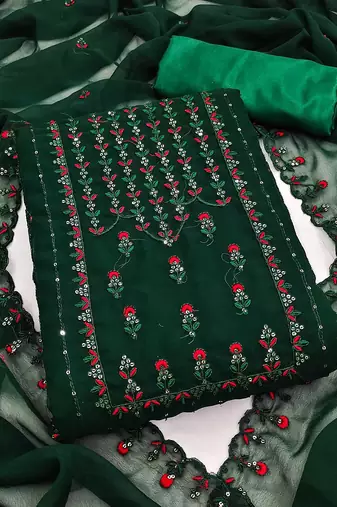 Floral Embroidered Unstitched Dress Material