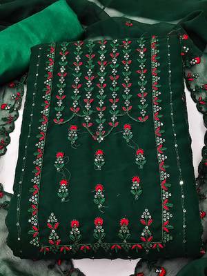 floral embroidered unstitched dress material 2