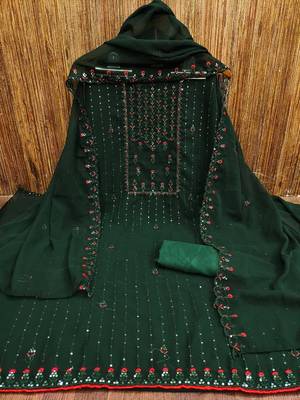 floral embroidered unstitched dress material 4