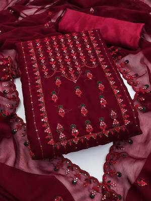 floral embroidered unstitched dress material 1