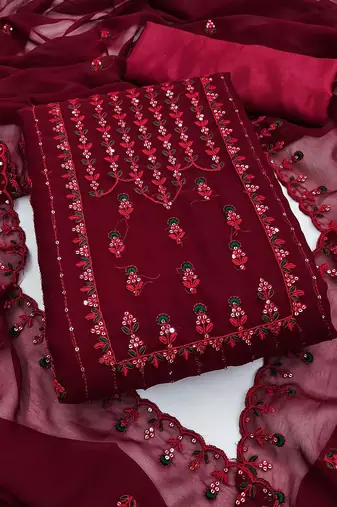 Floral Embroidered Unstitched Dress Material