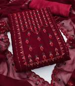 floral embroidered unstitched dress material