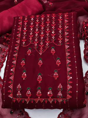 floral embroidered unstitched dress material 2