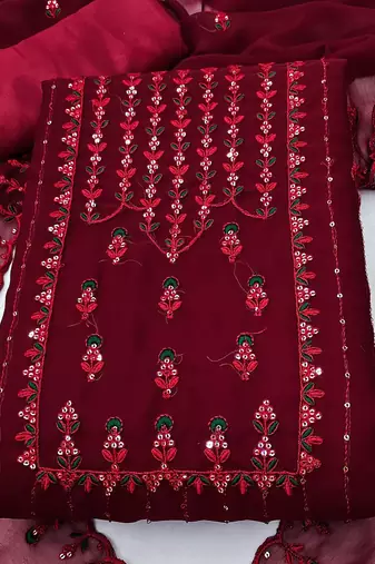 Floral Embroidered Unstitched Dress Material