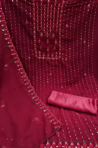 Floral Embroidered Unstitched Dress Material