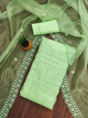 floral embroidered organza unstitched dress material 2