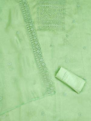 floral embroidered organza unstitched dress material 4