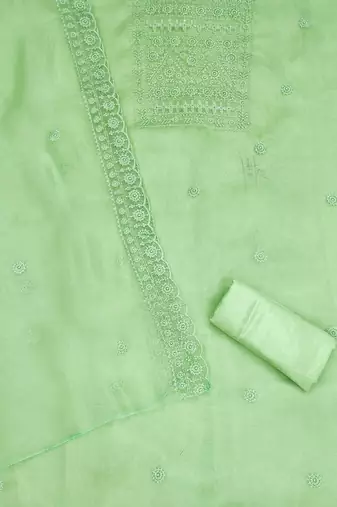 Floral Embroidered Organza Unstitched Dress Material