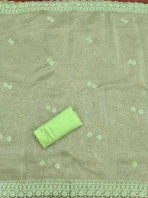 floral embroidered organza unstitched dress material 5