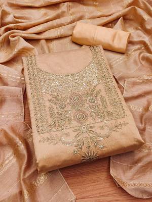 ethnic motifs woven design sequinned jacquard modal unstitched dress material 2