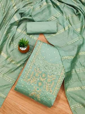 ethnic motifs embroidered sequined jacquard unstitched dress material 1