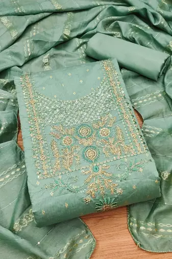 Ethnic Motifs Embroidered Sequined Jacquard Unstitched Dress Material