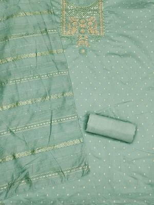 ethnic motifs embroidered sequined jacquard unstitched dress material 3
