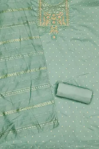 Ethnic Motifs Embroidered Sequined Jacquard Unstitched Dress Material