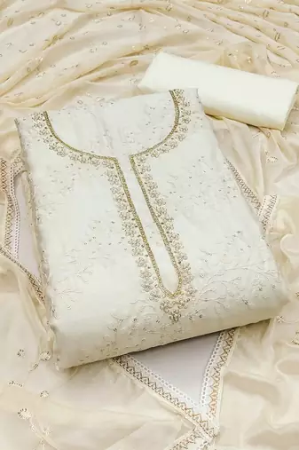 embroidered unstitched dress material