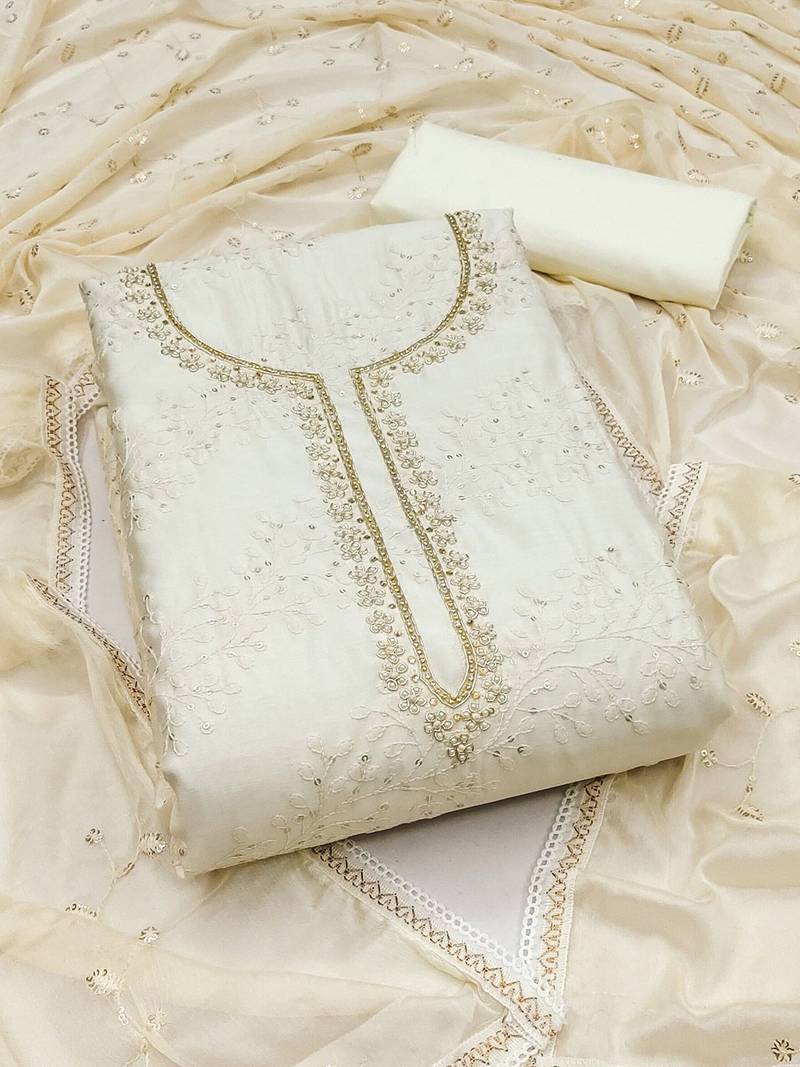 Embroidered Unstitched Dress Material